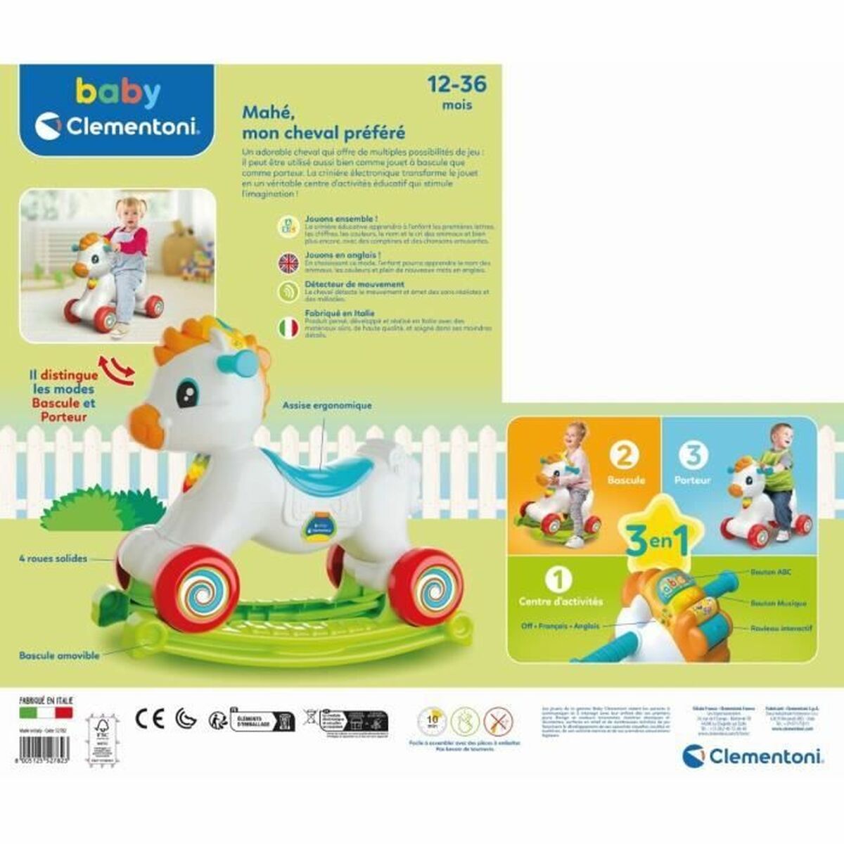 Kiikhobu Clementoni Rocking horse and wheels (FR)